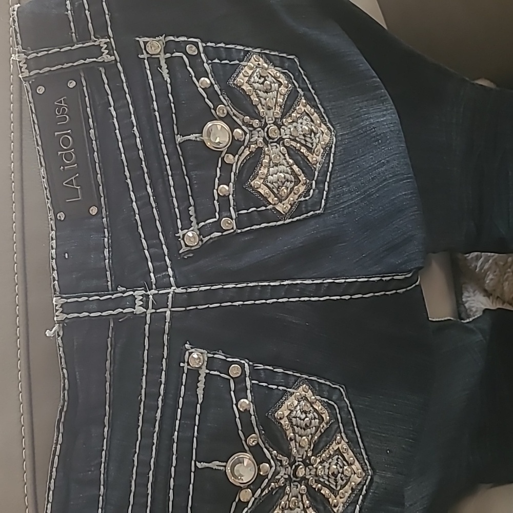 Dark Blue Embellished Jeans